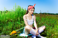 Tiny tit teen in field Tiny tit teen in field