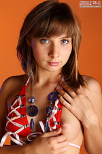 Blue eyes in orange color Blue eyes in orange color