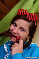 Funny teen exposes her teen pussy and masturbates Funny teen exposes her teen pussy and masturbates