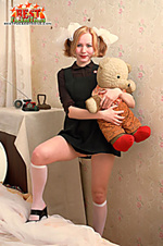 Innocent teen posing with teddy-bear Innocent teen posing with teddy-bear