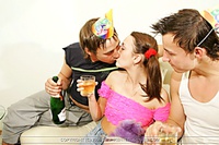 Boozed teeny triple-teamed at her birthday party Boozed teeny triple-teamed at her birthday party