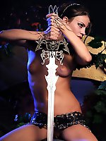 Naked gorgeous warrior  naked with the steel sword